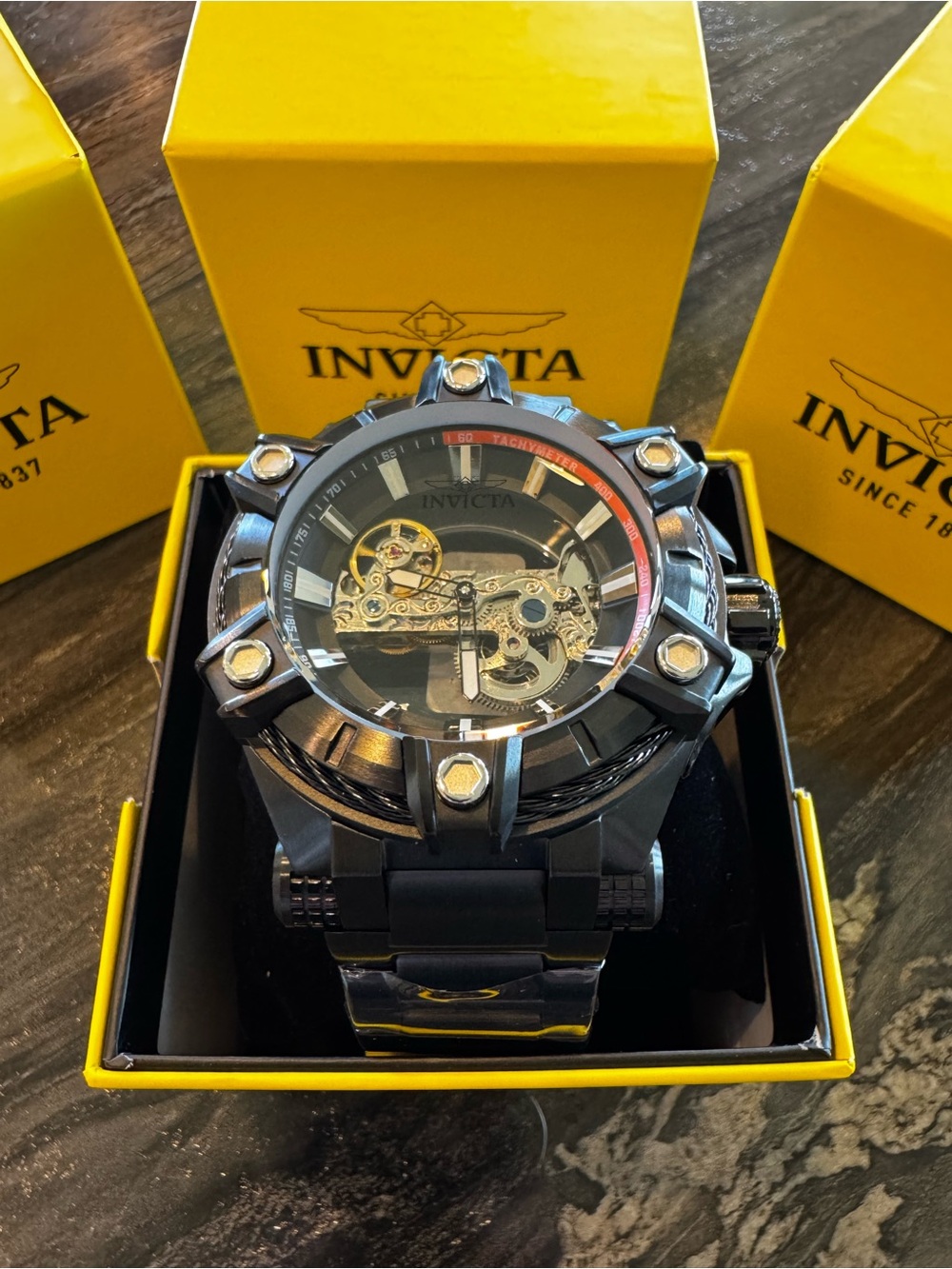 Invicta Bolt Phantom Automatic Men's Watch w/ Skeleton Dial 52mm Black New!